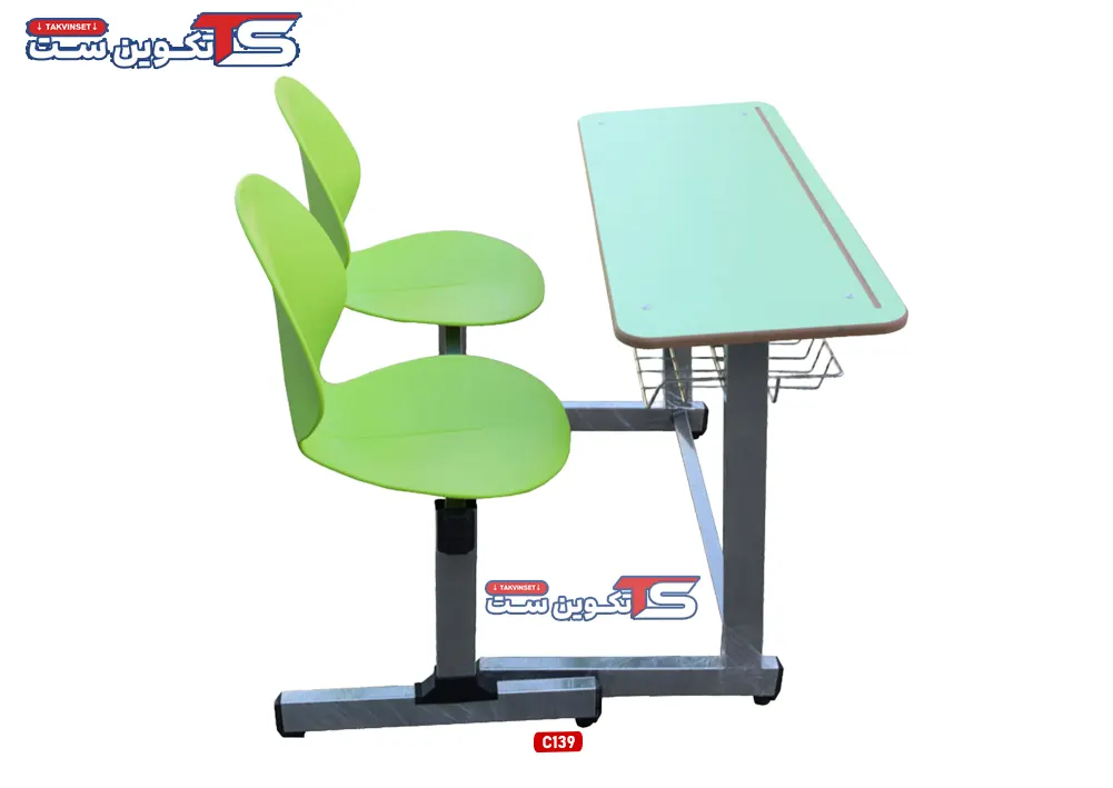 Laleh C139 two-person educational profile table and bench - Takvin Set میز و نیمکت پروفیلی آموزشی دو نفره کفی لاله C139 - تکوین ست