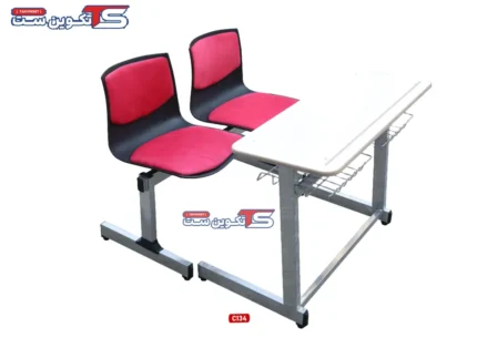 میز و نیمکت پروفیلی آموزشی دو نفره کفی صدفی C134 - تکوین ست